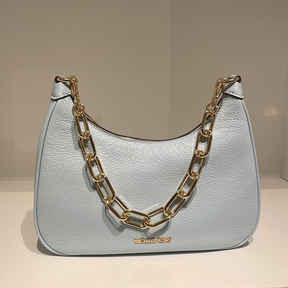 Cora Large Pebbled Leather Chain-Link Crossbody Bag - Picture 4 of 11